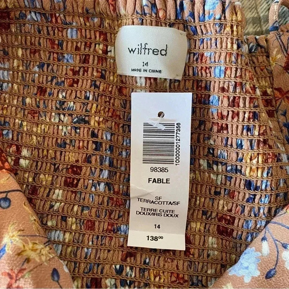 Aritzia Wilfred Free Fable Mini Dress Terracotta Tie Straps Tiered Smocked: 14 - Picture 12 of 14